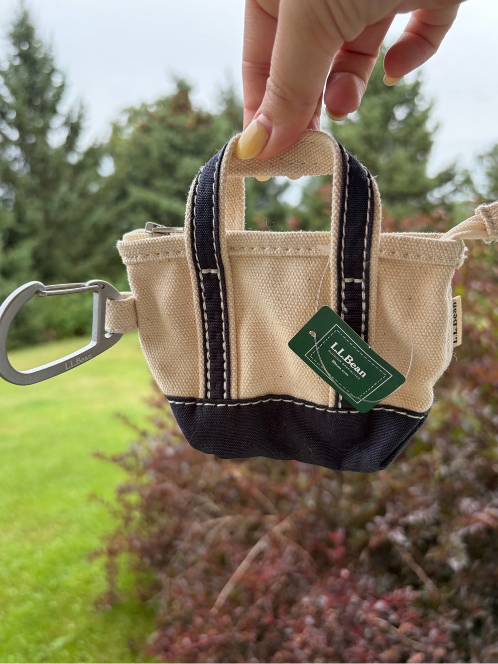 Llbean mini tote keychain charm accessory NWT navy - Picture 2 of 5
